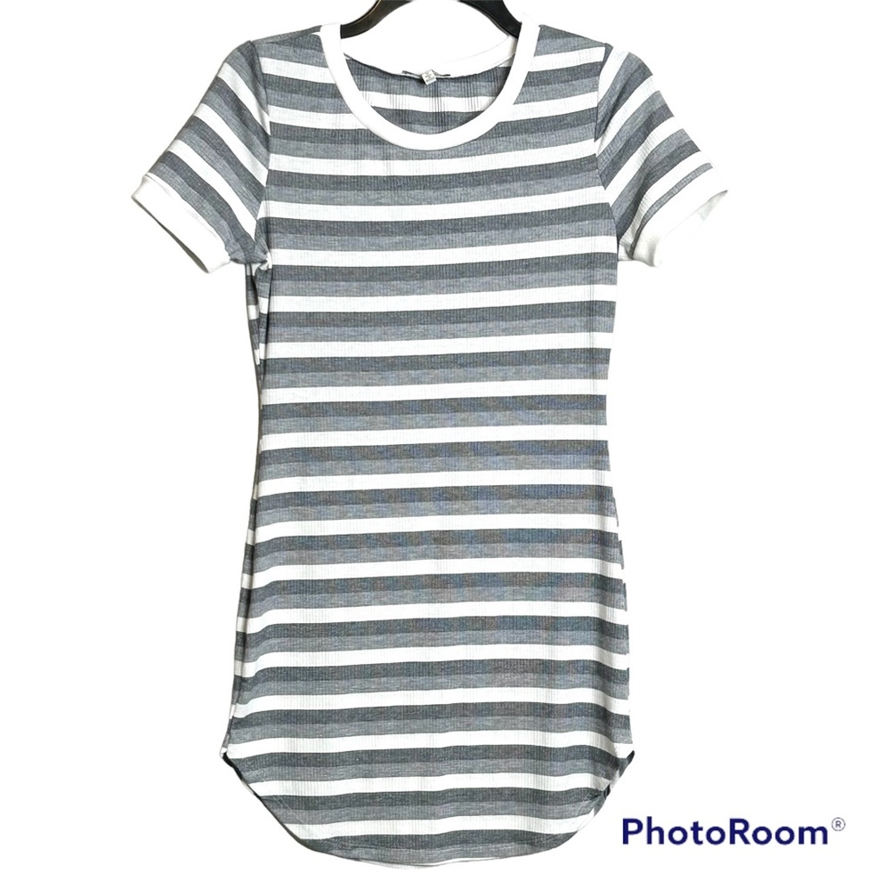 Charlotte Russe Medium Junior GrayWhite Striped Dress